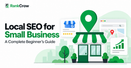 Local SEO for small business illustrated with a local storefront, Google Business Profile, reviews, links, and website visibility