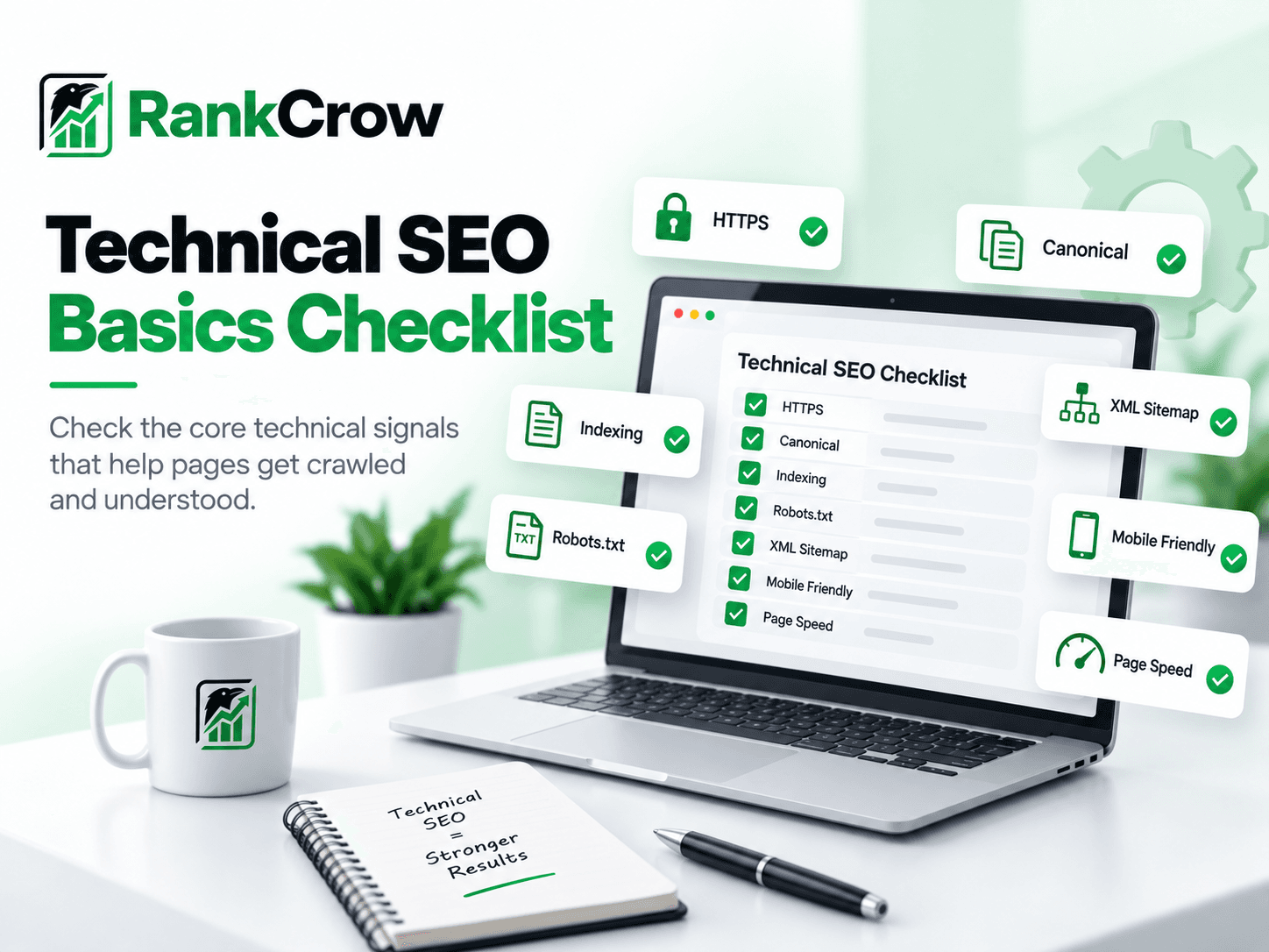 Technical SEO basics checklist covering indexability, canonicals, robots.txt, and sitemaps