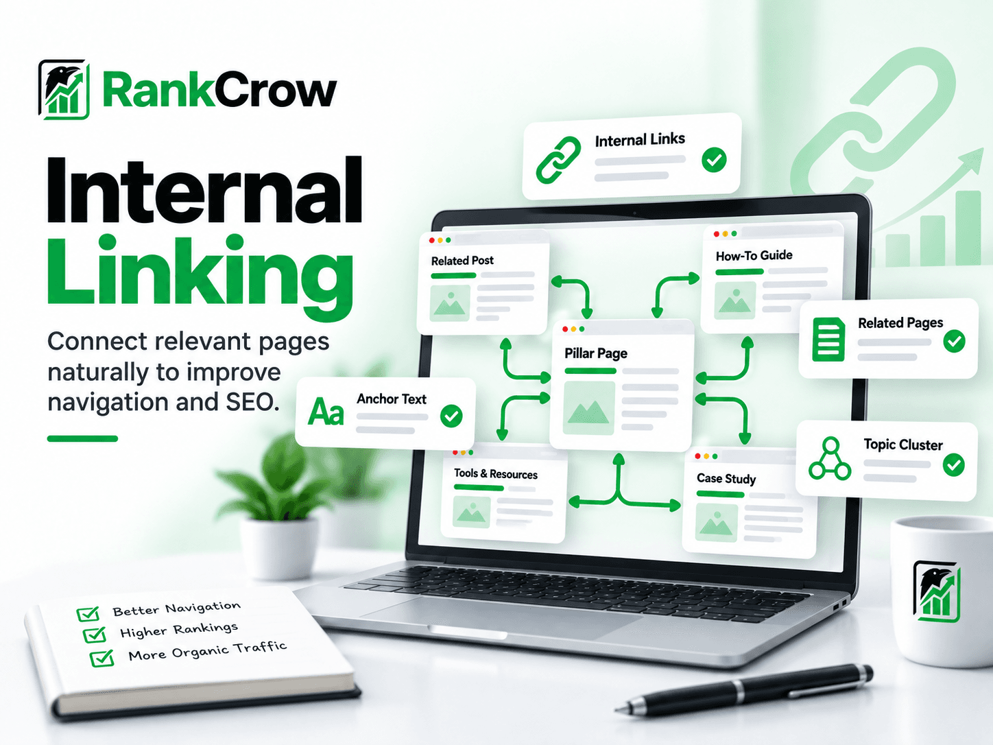 Internal linking strategy connecting relevant SEO pages